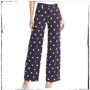 Banana Republic Blake Navy & White Polka Dot Wide Leg High Waist Pant Sz 6 8 10